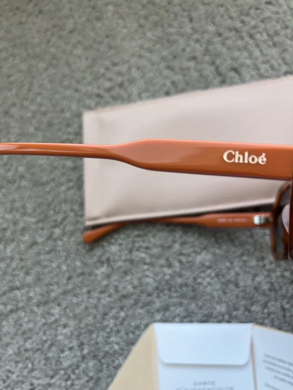 NWOT Chloe Orange Hexagon Frame Sunglasses case, cert of authenticity included - Picture 7 of 13